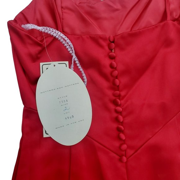 NWT Vintage Watters and Watters Red Satin Formal Maxi Dress Size 2 - Picture 13 of 13